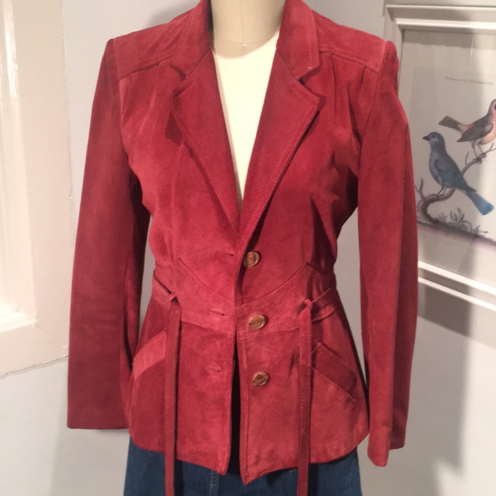 Vintage 70s red suede blazer